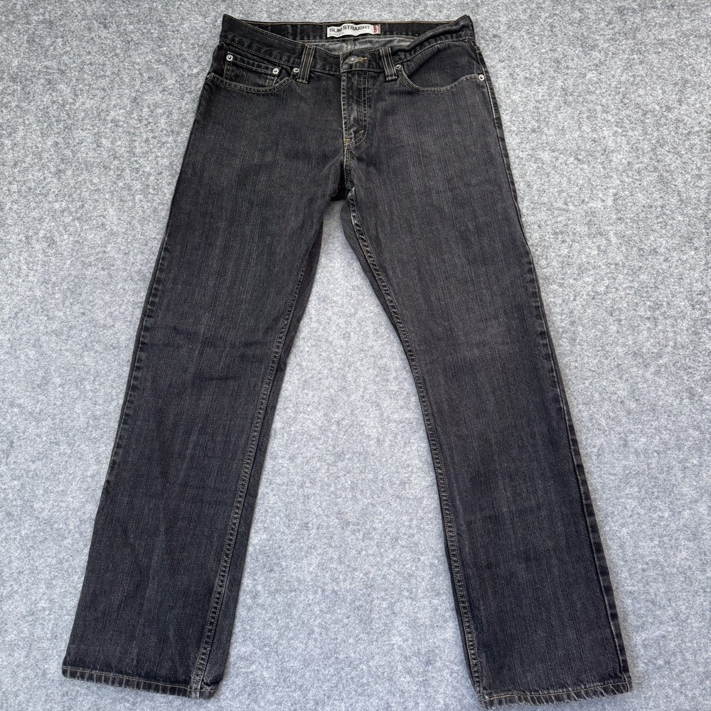Vintage Levis 514 Slim Straight Jeans Men's 32x30 Black Denim y2k Western Rodeo